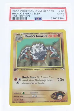 PSA 9 MINT 2000 Pokemon Gym Heroes #40 Brock's Graveler 1st Edition !!! - Image 1