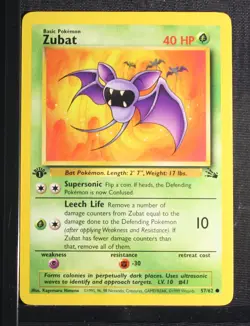 PSA 9 MINT 1999 Pokemon Fossil #57 Zubat 1st Edition !!! - Image 3