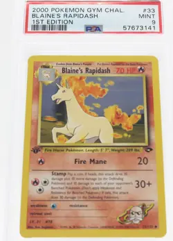 PSA 9 MINT 2000 Pokemon Gym Challenge #33 Blaine's Rapidash 1st Edition !!! - Image 1