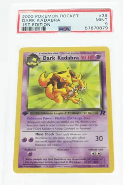PSA 9 MINT 2000 Pokemon Team Rocket #39 Dark Kadabra 1st Edition !!! - Image 1
