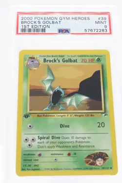 PSA 9 MINT 2000 Pokemon Gym Heroes #39 Brock's Golbat 1st Edition !!! - Image 1