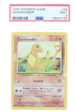 PSA 9 MINT 1999 Pokemon Game Base #46 Charmander !!! - Image 1