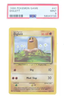 PSA 9 MINT 1999 Pokemon Game Base #47 Diglett !!! - Image 1