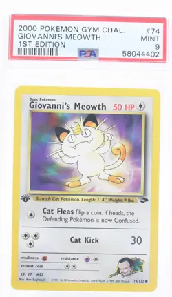 PSA 9 MINT 2000 Pokemon Gym Challenge #74 Giovanni's Meowth 1st Edition !!! - Image 1