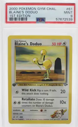 PSA 9 MINT 2000 Pokemon Gym Challenge 1st Edition 61 Blaine's Doduo !!! - Image 1