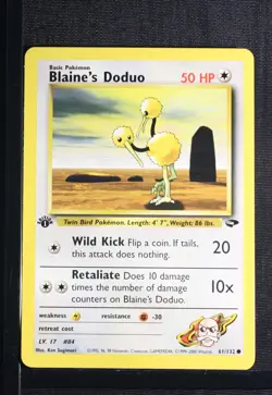 PSA 9 MINT 2000 Pokemon Gym Challenge 1st Edition 61 Blaine's Doduo !!! - Image 3