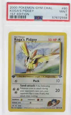 PSA 9 MINT 2000 Pokemon Gym Challenge #80 Koga's Pidgey 1st Edition !!! - Image 1
