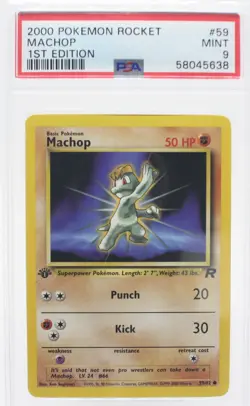PSA 9 MINT 2000 Pokemon Team Rocket #59 Machop 1st Edition !!! - Image 1