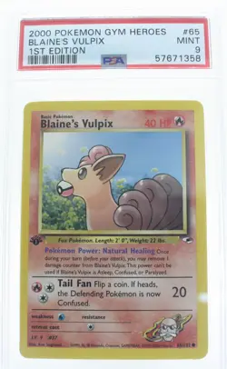 PSA 9 MINT 2000 Pokemon Gym Heroes #65 Blaine's Vulpix 1st Edition !!! - Image 1