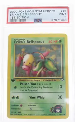 PSA 9 MINT 2000 Pokemon Gym Heroes #75 Erika's Bellsprout 1st Edition !!! - Image 1