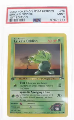 PSA 9 MINT 2000 Pokemon Gym Heroes #78 Erika's Oddish 1st Edition !!! - Image 1