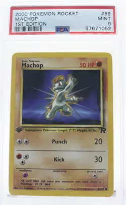 PSA 9 MINT 2000 Pokemon Team Rocket #59 Machop 1st Edition !!! - Image 1