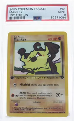 PSA 9 MINT 2000 Pokemon Team Rocket #61 Mankey 1st Edition !!! - Image 1