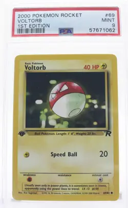 PSA 9 MINT 2000 Pokemon Team Rocket #69 Voltorb 1st Edition !!! - Image 1
