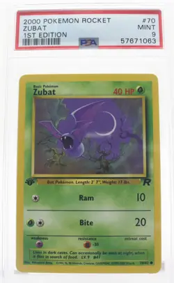 PSA 9 MINT 2000 Pokemon Team Rocket #70 Zubat 1st Edition !!! - Image 1