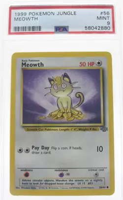 PSA 9 MINT 1999 Pokemon Jungle Set #56 Meowth !!! - Image 1