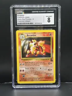 2000 Pokemon Black Star Promo Arcanine #6 Pokemon League PSA 8 NM - Image 1
