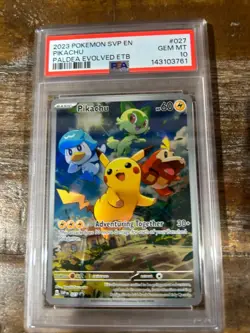Pokemon 2023 SVP En Promo Paldea Evolved ETB PIKACHU #027 PSA 10 Gem Mint RARE - Image 1