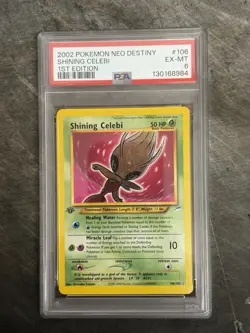 2002 Pokemon Neo Destiny Shining Celebi 1st Edition PSA 6 Graded English 106/105 - Image 1