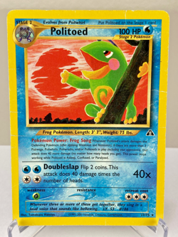 Politoed 27/75 Neo Discovery WOTC Rare Pokemon Card - Heavily Played - Image 1