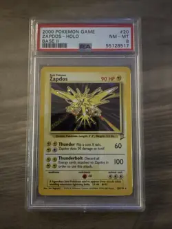 Pokemon TCG Zapdos Holo Rare Unlimited Card 20/130 Base Set 2 Psa 9 - Image 1