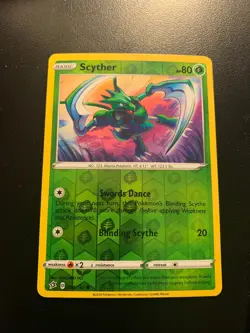 Pokemon TCG Scyther Common Pattern Reverse Holo Rebel Clash 004/192 - Image 1
