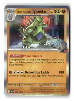 Team Rocket's Tyranitar 096/182 Rare Destined Rivals Pokemon Holo Near Mint - Image 1