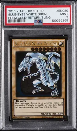 2015 YU-GI-OH! PREM GOLD: RETURN OF THE BLING BLUE-EYES WHITE DRAGON PSA 9 - Image 1