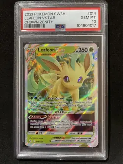 2023 Leafeon Vstar 014/159 Crown Zenith RARE Pokemon Card PSA 10 GEM MINT - Image 1