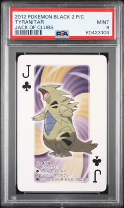 2012 POKEMON BLACK 2 PLAYING CARDS TYRANITAR JACK OF CLUBS PSA 9 - Image 1
