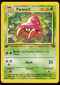 Parasect 41/64 1st Edition Jungle Pokemon Card 1999 NM - Image 1