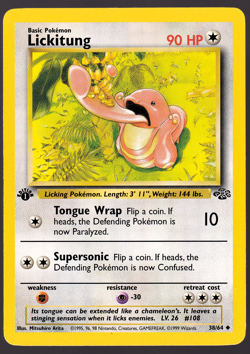 Lickitung 38/64 1st Edition Jungle Pokemon Card 1999 LP - Image 1