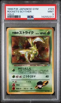 PSA 9 Mint Rocket's Scyther #123 Holo Rare JP Gym Vintage Pokemon Card - Image 1