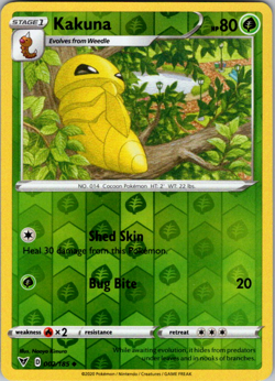 Kakuna Reverse Holo - 002/185 - Pokemon Card SWSH Vivid Voltage - Image 1