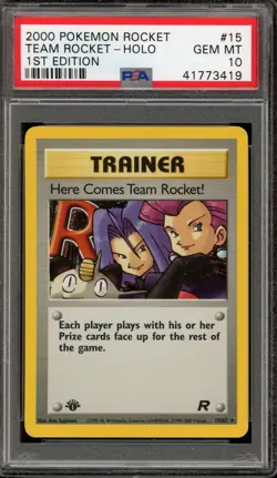 Pokemon Here Comes Team Rocket Team Rocket 1st Edition Holo Rare #15 PSA 10 - Image 1