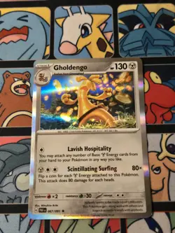 Misprint Gholdengo 67/91 Paldean Fates Holo Error Ink Smudge Smear Pokemon Card - Image 1