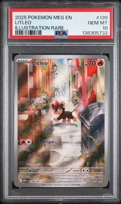 2025 POKEMON MEG EN-MEGA EVOLUTION ILLUSTRATION RARE #139 LITLEO PSA 10 - Image 1