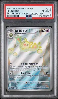 PSA 10 REUNICLUS 212/086 BLACK BOLT TECH STICKER COLLECTION POKEMON - Image 1