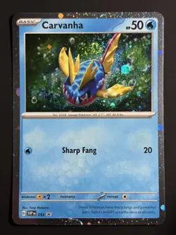 SWIRL Carvanha 093 Promo Cosmos Holo Scarlet & Violet Pokemon TCG 2024 HP - Image 1