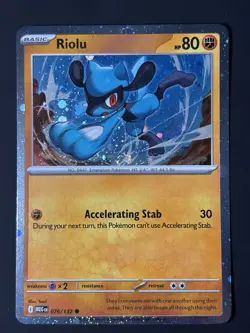 DOUBLE SWIRL 🌀 Riolu 076/132 Cosmos Holo Mega Evolution Promo Pokemon Card - Image 1