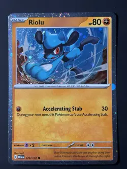 DOUBLE SWIRL 🌀 Riolu 076/132 Cosmos Holo Mega Evolution Promo Pokemon Card - Image 3