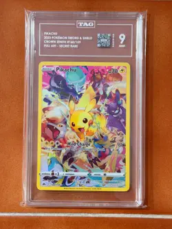 Pokemon Pikachu Full Art Secret Rare Crown Zenith Holo 160/159 TAG 9 2023 - Image 3