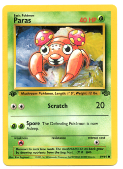 1st Edition Jungle Paras 59/64 WOTC 1999 Non Holo Pokemon Card NM - Image 1