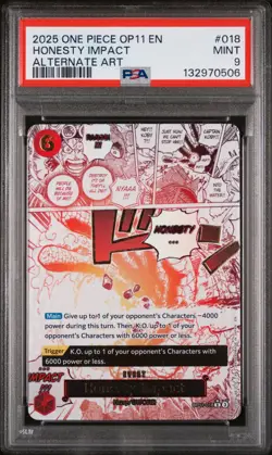 2025 ONE PIECE OP11-A FIST OF DIVINE SPEED ALTERNATE ART HONESTY IMPACT PSA 9 - Image 1