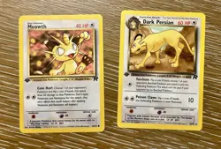 Vintage Pokemon Cards 1st Edition Meowth And Dark Persian Team Rocket - Image 1