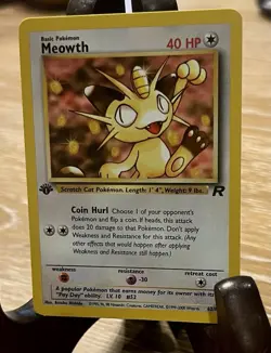 Vintage Pokemon Cards 1st Edition Meowth And Dark Persian Team Rocket - Image 3