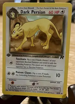 Vintage Pokemon Cards 1st Edition Meowth And Dark Persian Team Rocket - Image 5