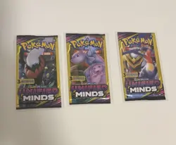Pokemon Unified Minds 3 Card Booster Packs Sealed 3-Pack English TCG Sun & Moon - Image 1