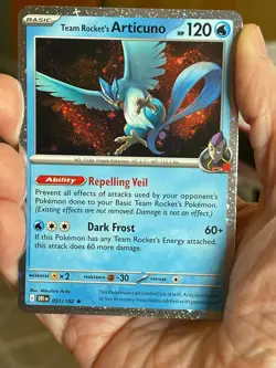 POKEMON TEAM ROCKET'S ARTICUNO 051/182 RARE COSMOS HOLO WITH SWIRL NM CARD - Image 1