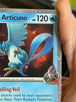 POKEMON TEAM ROCKET'S ARTICUNO 051/182 RARE COSMOS HOLO WITH SWIRL NM CARD - Image 5